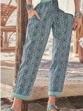 Sundance Leia Cropped Geometric Floral Print Pajama Lounge Pant